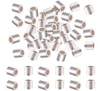 Beebeecraft 1 Scatola 200 Pezzi Perline Distanziatrici A Colonna 925 Perline A Crimpare In Argento Sterling Placcato Connettore di Collegamento per Braccialetti Collana Creazione di Gioielli Forniture