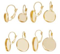 Beebeecraft 1 Scatola 24 Pezzi 8/12/16/20mm Accessori per Orecchini A Monachella Placcati in Oro 18K Impostazioni del Vassoio con Lunetta Piatta Rotonda Cabochon Vuoti Componenti Orecchini A Cupola