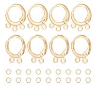 Beebeecraft 1 Scatola 24 Pezzi Orecchini A Monachella Rotondi Ottone Placcato Oro 18K Gancio per Orecchino Multiforo 2 Stile Anello Aperto con 50 Pezzi Anelli di Salto Pendenti per La Creazione