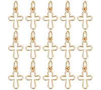 Beebeecraft 1 Scatola 30 Pezzi Ciondoli Croce Piccoli Ciondoli Croce Placcati In Oro 18K con Anello di Salto per Creazione di Gioielli Collane Braccialetti Artigianato Fai Da Te