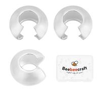 Beebeecraft 1 Scatola 30 Pezzi Copri Perline A Crimpare 925 Punte di Perline in Argento Sterling Copri Nodo 4 mm Semitondo Tubo Aperto Perline Copri Nodo S per La Creazione di Gioielli