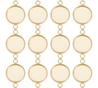 Beebeecraft 1 Scatola 30 Pezzi Impostazioni Connettore Cabochon Acciaio Inossidabile Placcato Oro 24K Vassoi Pendenti con Lunetta Piatta Rotonda Vuota Impostazioni Connettore Cabochon