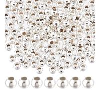 Beebeecraft 1 scatola 300 pezzi 3.5 mm 925 perline Distanziatrici Rotonde Placcate In Argento Sterling Perline Sfuse Lisce per Bracciali, Collane, Creazione di Gioielli, Forniture Artigianali
