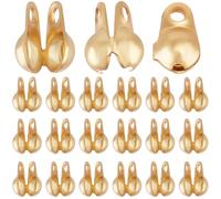 Beebeecraft 1 Scatola 300 Pezzi Fermagli per Perline Placcati Oro 18K 304 Punte per Perline in Acciaio Inossidabile Coprinodi Tappi Terminali A Conchiglia Perline per La Creazione di Gioielli Fai da
