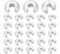 Beebeecraft 1 scatola 300 pezzi Perline A Cricchetto Aperte 925 perline A Cricchetto Semicircolari Placcate In Argento Sterling 4x3mm Perline A Cricchetto Coprinodi Tappi Terminali per La Creazione di
