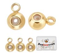 Beebeecraft 1 Scatola 30Pcs 6mm Gancio Link 18K Placcato Oro Rondelle Bail BeadsHanger Collegamenti del Connettore per Il Braccialetto della Collana Creazione di Gioielli