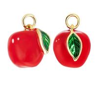 Beebeecraft 1 Scatola 4 Pezzi Ciondoli Mela Rossa Placcato Oro 18K Smalto Cibo Frutta Insegnante di Scuola Ciondoli in Miniatura 3D Connettore con Anello di Salto per Creazione di