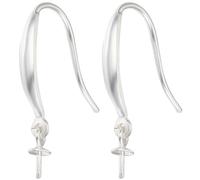 Beebeecraft 1 Scatola 4 Pezzi Ganci per Orecchini Argento Sterling Pin per Occhi Tazza di Perle Pioli Bails Filo per L'Orecchio Impostazione per 0.8mm Perline Semiforate Creazione di Gioielli Collana
