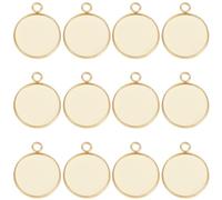 Beebeecraft 1 Scatola 40 Pezzi 20mm Cabochon con Impostazioni Ciondoli in Acciaio Inossidabile Placcato Oro 24K Coppe con Lunetta A Bordo Piatto Ciondoli con Retro Piatto e Tondo