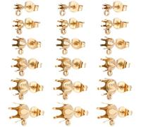 Beebeecraft 1 Scatola 48 Pezzi Montature per Orecchini A Griffe in Oro 18K 304 Acciaio Inossidabile Ottone 6 Stili Strass Grezzi per Orecchini A Perno Montature per Orecchini per La Creazione di
