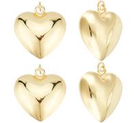 Beebeecraft 1 Scatola 5 Pezzi Ciondoli A Cuore In Ottone Placcato Oro 18K Ciondoli A Forma di Cuore 3D con Anello di Salto per La Ricerca di Gioielli per Regali di San