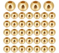 Beebeecraft 1 Scatola 50 Pezzi 24K Placcato Oro Sterling Silver Round Spacer Beads Smooth Round Spacer Beads per La Creazione di Gioielli Fai da Te con Bracciale (3mm)