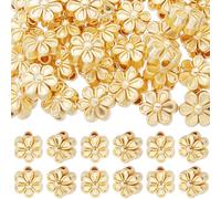 Beebeecraft 1 Scatola 50 Pezzi Distanziatori A Forma di Fiore in Ottone Placcato Oro 18K Perline Sciolte Floreali A Sei Petali per La Creazione di Gioielli Bracciali Collane Orecchini 65x5mm