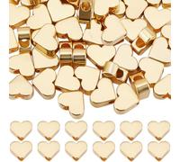 Beebeecraft 1 scatola 50 pezzi Perline A Forma di Cuore In Oro 18K Placcato In Vero Ottone Distanziatore A Forma di Cuore Perline Sciolte Da 5x6mm per La Creazione di Gioielli Bracciale Collana Fai Da