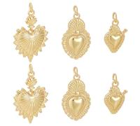 Beebeecraft 1 Scatola 6 Pezzi 3 Stili Ciondoli A Forma di Cuore Sacro con Zirconi Cubici Placcati In Oro 18K Ciondoli A Forma di Amore con Anelli di Salto per Gioielli Collane Braccialetti