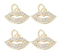 Beebeecraft 1 Scatola 6 Pezzi Ciondoli Labbra Placcato Oro 18K Cubic Zirconia Bacio Ciondoli per Compleanno Matrimonio Festival Festa Fidanzamento San Valentino Braccialetto Fai da Te Collana