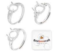 Beebeecraft 1 Scatola 6 Pezzi Impostazioni per Anelli A Punta Regolabili Zirconi Cubici 3 Stile 4 Anelli per Artigli Grezzi Componenti per Anelli per Creazione di Gioielli Kit di Risultati Artigianato