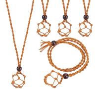 Beebeecraft 1 Scatola 6 Pezzi Porta Collana Cordoncino Cerato Pietra Vuota Cordoncino Color Cammello Cordoncino Regolabile Gabbia per Collana per Creazione di Gioielli (69 cm)
