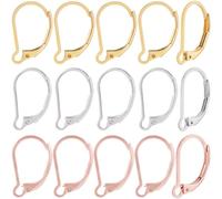 Beebeecraft 1 Scatola 60 Pezzi Ganci per Orecchini Francesi A Levetta Oro 24K Oro Rosa e Argento Sterling Placcato in Acciaio Inossidabile Ipoallergenico Filo per Orecchie Pendenti 16.5x10mm per