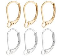 Beebeecraft 1 Scatola 60 Pezzi Risultati Orecchini A Leva Oro 24k e 925 Argento Sterling 2 Colori Chiusura Ganci per Orecchini Filo per L'Orecchio Clip Orecchino Connettore per Creazione di Gioielli