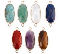 Beebeecraft 1 Scatola 7 Pezzi 7 Stili Gemme di Collegamento Ciondoli Pietra Naturale Chakra Collegamenti Connettori Sfaccettato Ovale Agata Diaspro Rosso Verde Ametista Lapislazzuli Occhio
