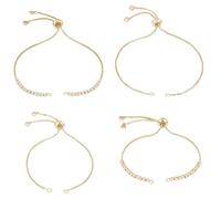 Beebeecraft 1 Scatola 8 Pezzi Bracciale Cursore Regolabile in 4 Stili Braccialetti Bolo Placcati in Oro 18K Catene di Fabbricazione Extender Catena in Metallo per Gioielli Fai da Te Creazione
