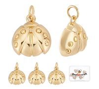 Beebeecraft 1 Scatola 8 Pezzi Ciondoli Coccinella 18K Placcato Oro Animale Volante Coccinelle Ciondolo Insetto per Braccialetti Fai da Te Collana Portachiavi Creazione di Gioielli