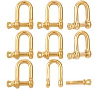 Beebeecraft 1 scatola 8 pezzi Moschettoni Ad Anello A D 304in Acciaio Inossidabile Color Oro Grillo A U Arco Anello Clip Fibbie per Tracolla A Catena per Borsa