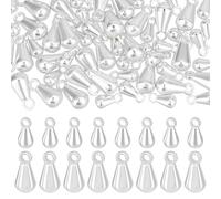 Beebeecraft 1 Scatola 80 Pezzi 2 Dimensioni Ciondoli A Goccia 925 Perline Pendenti Placcate in Argento Sterling Estensione della Catena Ciondoli A Forma di Goccia d'Acqua Terminali per La