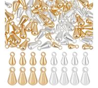 Beebeecraft 1 Scatola 80 Pezzi 4 Stili Ciondoli A Goccia Placcati Oro 18K Perline Pendenti Terminali Estensori per Catene A Goccia 925 ciondoli in Argento Sterling per Acqua Terminali per La