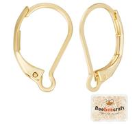 Beebeecraft 1 Scatola 80 Pezzi Ganci per Orecchini A Monachella In Acciaio Inossidabile Placcato In Oro 24K Rotondo con Leva Sul Retro Huggie Hoop Filo per Orecchie Francese per Creazione di Gioielli