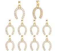 Beebeecraft 1 Scatola da 10 Pezzi di Ciondoli A Forma di Ferro di Cavallo da 17x12.5x3mm Placcati in Oro Vero 18k Stile Cowboy Western Portafortuna con Zirconi Cubici per La Creazione di Gioielli