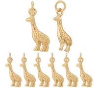 Beebeecraft 1 Scatola da 10 Pezzi di Ciondoli A Forma di Giraffa per La Creazione di Gioielli Piccoli Ciondoli A Forma di Animale 18x10x3.5D in Ottone Placcato Oro 18K da 3mm con Anello d