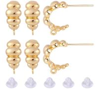 Beebeecraft 1 Scatola da 10 Pezzi di Orecchini A Cerchio Mezzo in Ottone Placcato Oro 18K A Forma di C con Anello e Dadi per Orecchini per Donne Creazione di Orecchini Pendenti Fai da Te