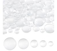 Beebeecraft 1 Scatola da 100 Pezzi di Cabochon in Vetro Trasparente da 12/16/18/25/30mm Cabochon Rotondi in Vetro Trasparente Tessere A Cupola per Cammeo Foto Ciondoli Orecchini Collane Braccialetti
