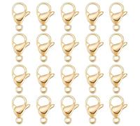 Beebeecraft 1 scatola Da 100 pezzi di Fermagli A Moschettone Placcati In Oro 24K 304 fermagli A Moschettone In Acciaio Inossidabile Da 11x7x3.5mm per Gioielli per La Creazione di Bracciali Collane