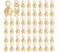 Beebeecraft 1 Scatola da 100 Pezzi di Tappi per Perline Pieghevoli in Ottone Placcato Oro 14K Punte per Perline A Conchiglia Aperte Copri Perline A Crimpare per La Creazione di Gioielli