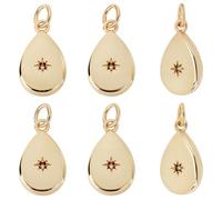 Beebeecraft 1 Scatola da 12 Pezzi di Ciondoli A Goccia in Ottone Placcato Oro 18K con Ciondolo Ovale Intarsiato in Zirconi Cubici e Ciondoli A Forma di Stella Polare per La Creazione di Gioielli
