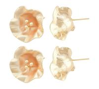 Beebeecraft 1 Scatola da 14 Pezzi di Orecchini A Bottone A Forma di Fiore in Ottone Placcato Oro 18K con Anello e 14 Dadi per Orecchini per La Creazione di Gioielli Fai da Te