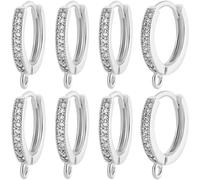 Beebeecraft 1 scatola Da 14 pezzi di Orecchini A Cerchio con Zirconi Cubici 925 pezzi di Orecchini A Cerchio Huggie In Ottone Placcato Argento Sterling Componenti per Orecchini A Leva Rotondi per La