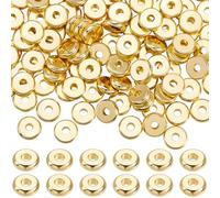 Beebeecraft 1 scatola Da 150 pezzi di Perline Heishi Da 7mm Placcate In Oro 18K Piatte Rotonde A Disco Perline Distanziatrici per Braccialetti Impilabili Estivi Hawaiani Collane Gioielli