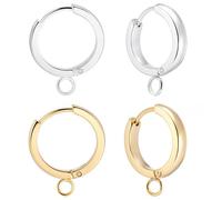 Beebeecraft 1 Scatola da 16 Ganci per Orecchini A Leva Rotondi Placcati in Oro 24K e Argento Sterling 201 Orecchini A Cerchio Huggie in Acciaio Inossidabile con 316 perni in Acciaio Inossidabile