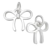 Beebeecraft 1 Scatola da 2 Pezzi con Ciondoli A Fiocco 925 ciondoli A Forma di Papillon in Argento Sterling con Panno per Lucidatura in Argento per Creazione di Gioielli Fai da Te Orecchini Bracciali