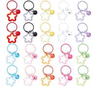 Beebeecraft 1 scatola Da 20 pezzi 10 colori Portachiavi A Forma di Stella In Acrilico In Lega di Zinco Portachiavi Carino A Forma di Stelle Campanellini per Chiavi Dell'Auto Decorazione per Zaino Da