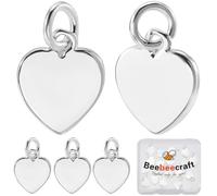 Beebeecraft 1 scatola Da 20 pezzi con Ciondoli A Forma di Cuore 925 pendenti In Argento Sterling Placcati A Forma di Cuore con Anelli di Congiunzione per La Creazione di Gioielli Collane Orecchini