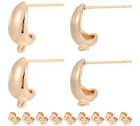 Beebeecraft 1 Scatola da 20 Pezzi di Componenti per Orecchini A Goccia in Ottone Placcato Oro 18K Perni A Goccia Accessori per Orecchini con Chiusura A Dado Ad Anello per La Creazione di Gioielli