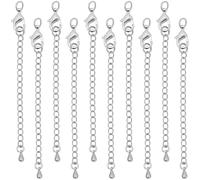 Beebeecraft 1 Scatola da 20 Pezzi di Estensore per Catena per La Creazione di Gioielli Estensione A Catena in Ottone Argentato Placcato Platino con Chiusura A Moschettone A Goccia per Collana e
