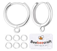 Beebeecraft 1 scatola Da 20 pezzi di Ganci per Orecni A Cero Huggie Francesi Ottone placcato 925 argento sterling con usura A Leva Rotonda con Anelli di Congiunzione Aperti per La Creazione di