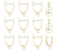 Beebeecraft 1 Scatola da 20 Pezzi di Orecchini A Cerchio con Chiusura A Scatto in Vero Ottone Placcato Oro 24K con Chiusura A Leva Orecchini A Perno con Componenti Ad Anello per La Creazione