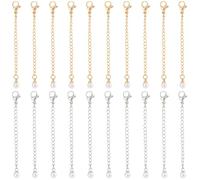 Beebeecraft 1 Scatola da 20 Pezzi Estensore per Collana in Oro e Argento Chiusura A Moschettone in Ottone da 2.5 Pollici con Catena di Estensione in Perle Finte per Braccialetti Creazione di Gioielli